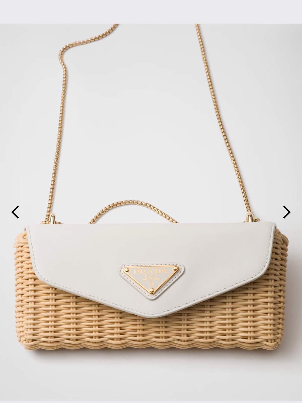 Prada Wicker Mini Bag with Cream Leather Flap and Gold Chain - Picture 5 of 14